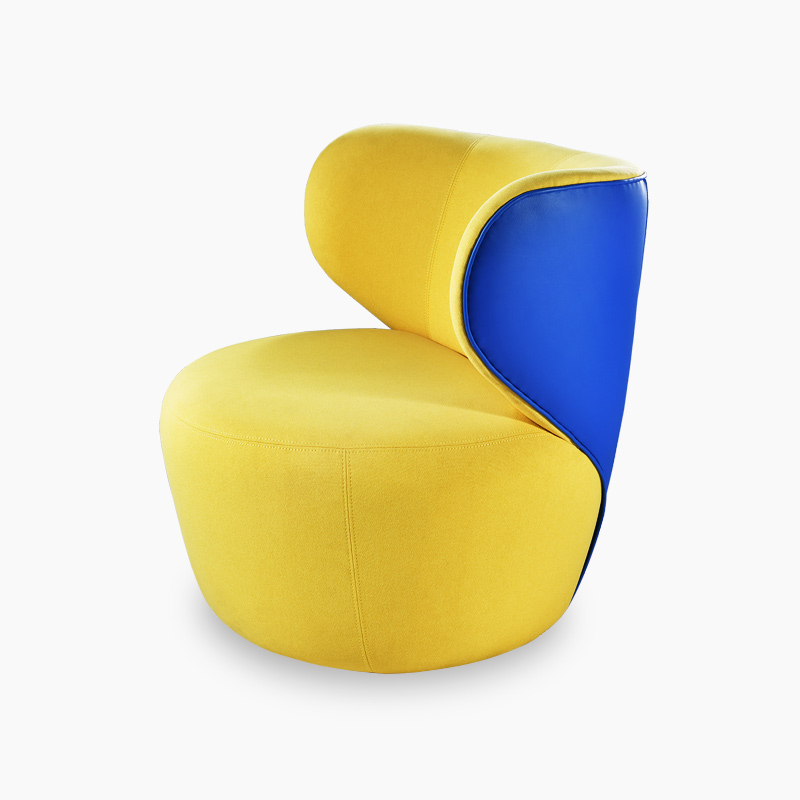 Bao Armchair Replica in Fabric and Genuine Top Grain Leather Upholstery FA202