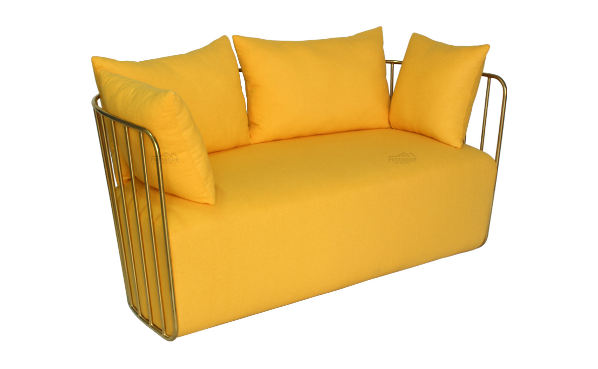 Fuleague gold metal frame sofa high quality and comfortable for home, restaurant and hotel