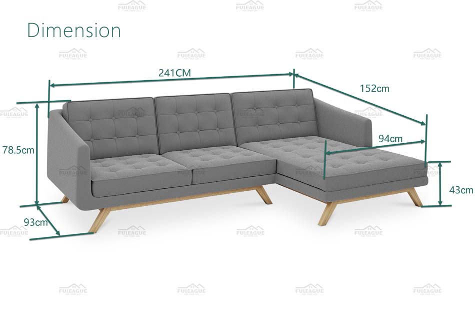 Fuleague sofa l shape fabric high quality and comfortable for home, restaurant and hotel