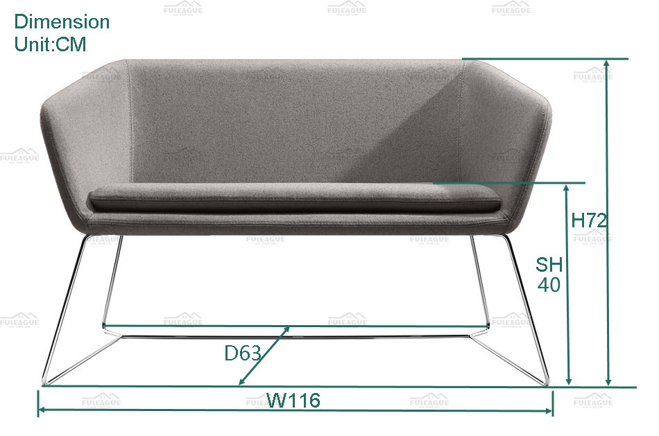 Fuleague two seater fabric sofas sale high quality and comfortable for home, restaurant and hotel