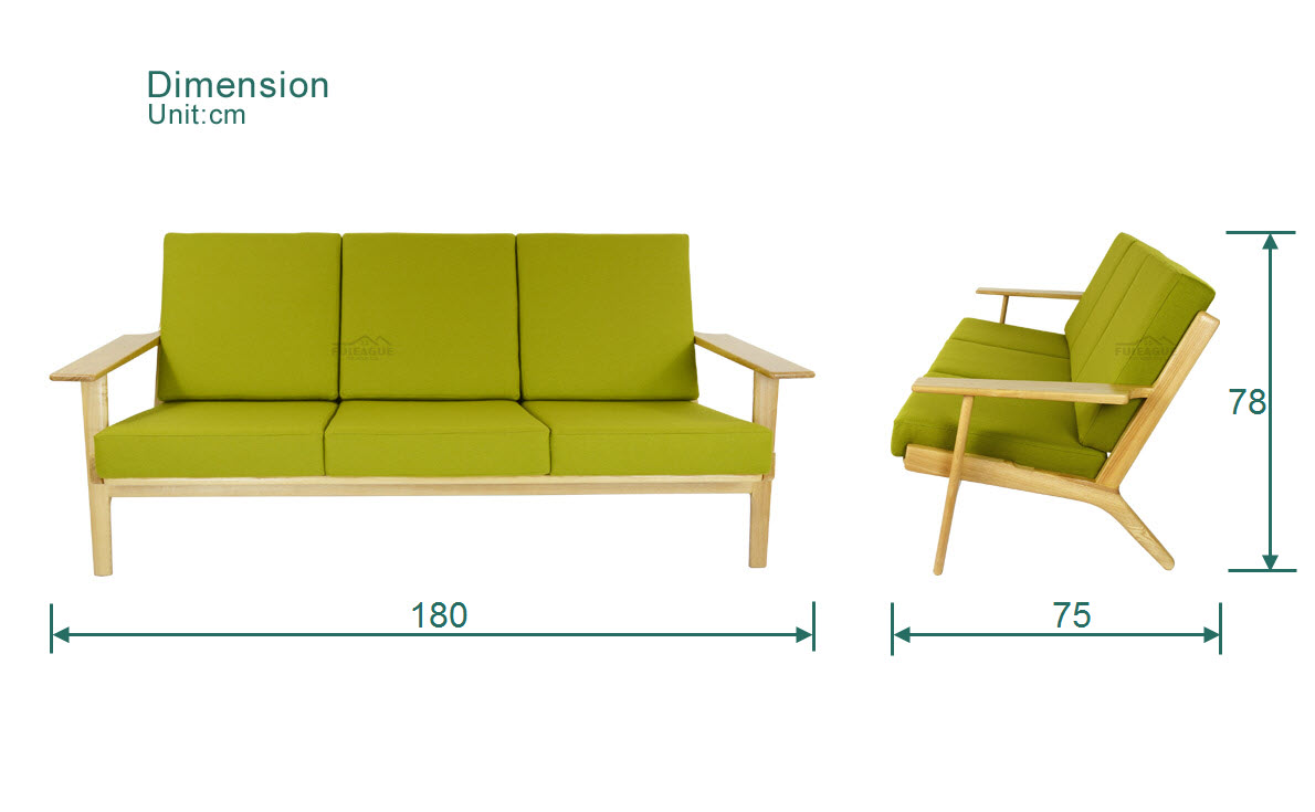 Fuleague replica hans wegner plank sofa high quality and comfortable for home, restaurant and hotel