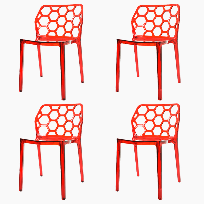 Honeycomb Dining Chair Replica in transparent plastic FXP005 (Set of 4)
