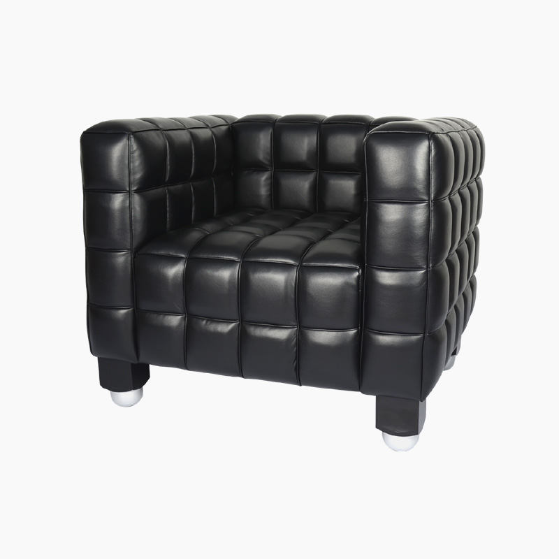 Josef Hoffmann Kubus Chair Replica in Full Aniline Grain Leather FA019-1S-ANL