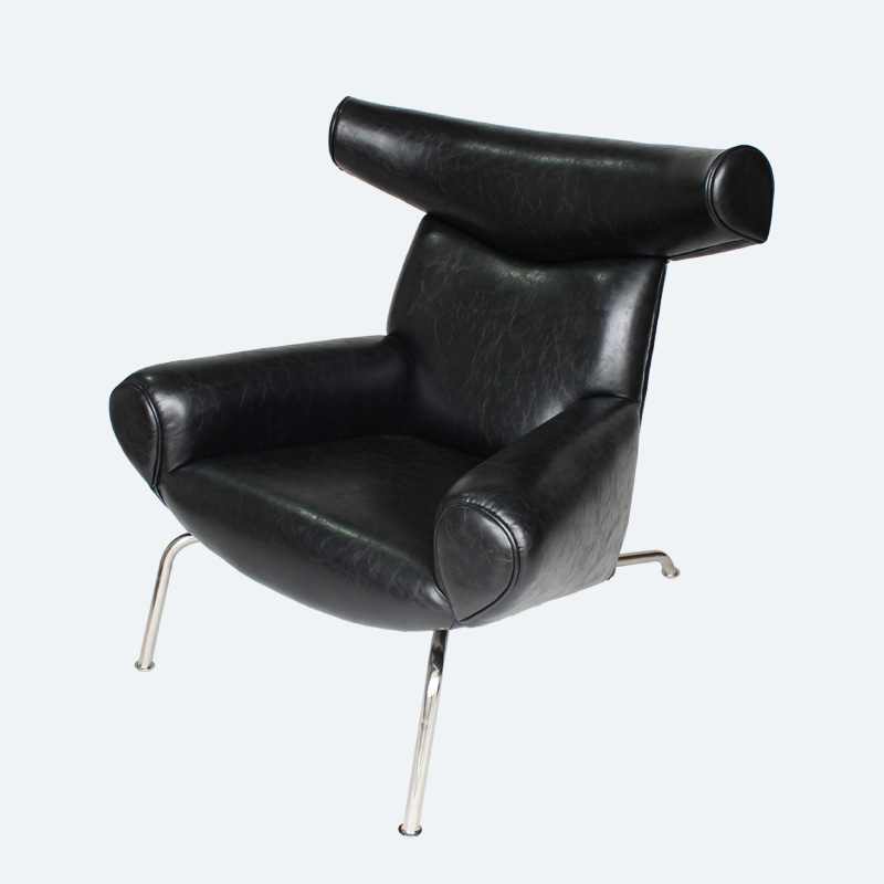Ox chair and ottoman replica FA048-ITL in Genuine Top Grain Leather Upholstery