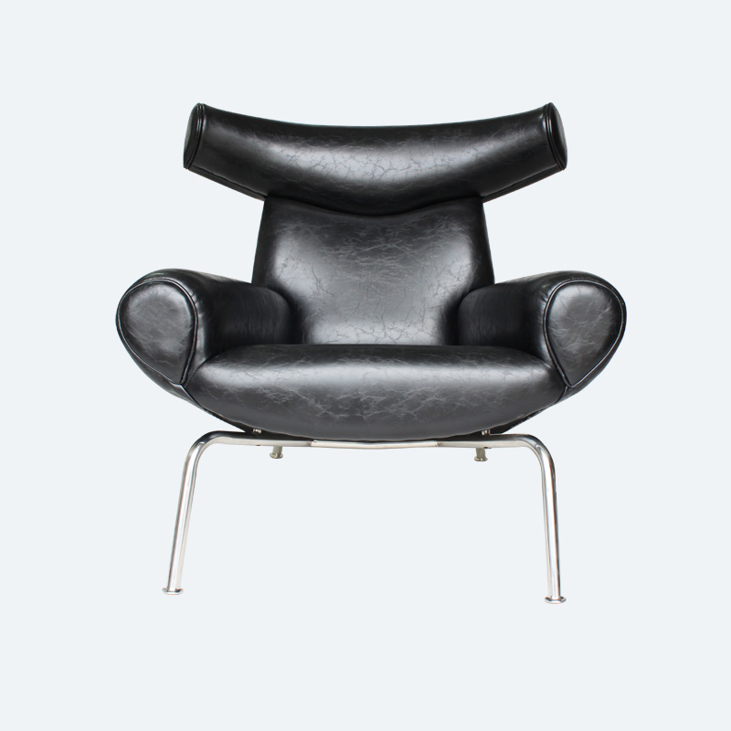 Ox chair and ottoman replica FA048-ITL in Genuine Top Grain Leather Upholstery