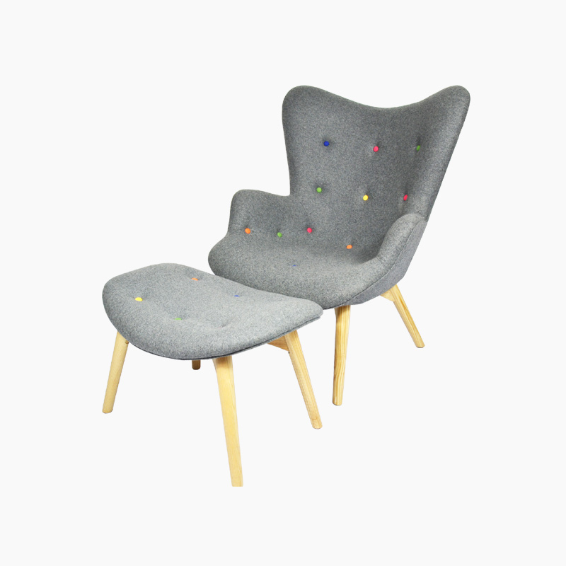 R160 Contour Chair and Ottoman Replica in Cashmere FA072-CM