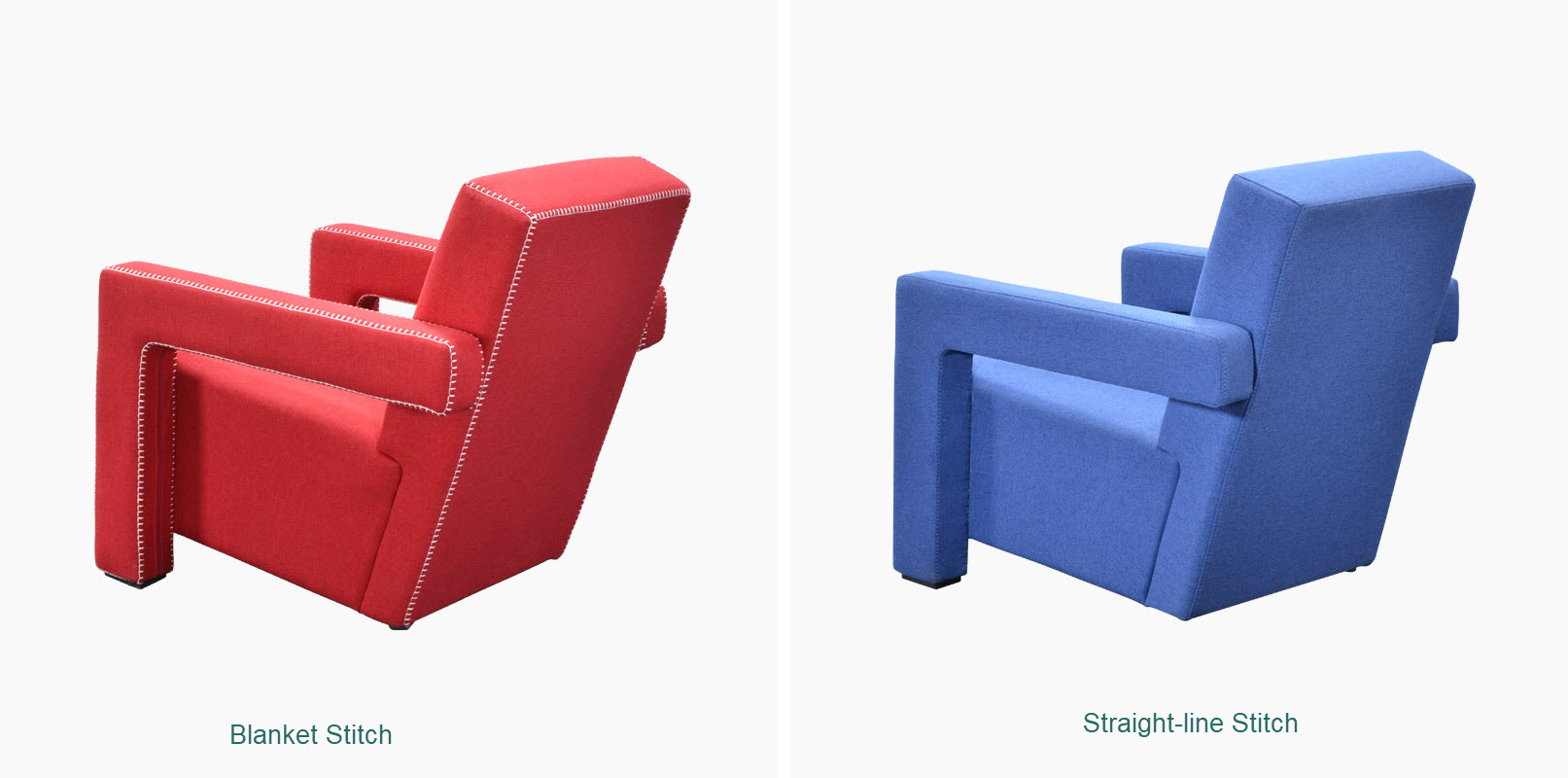 Utrecht Chair Replica with blanket stitch and straight line stitch