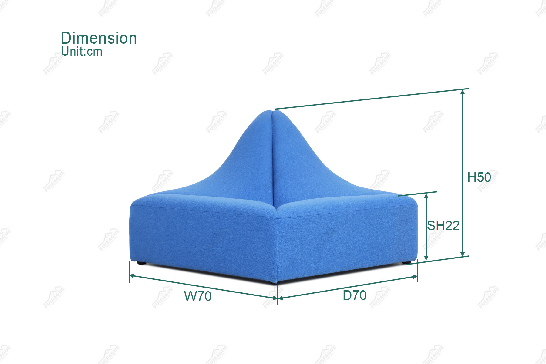 Fuleague armless corner sofa dimension FA399-Armless Corner-F