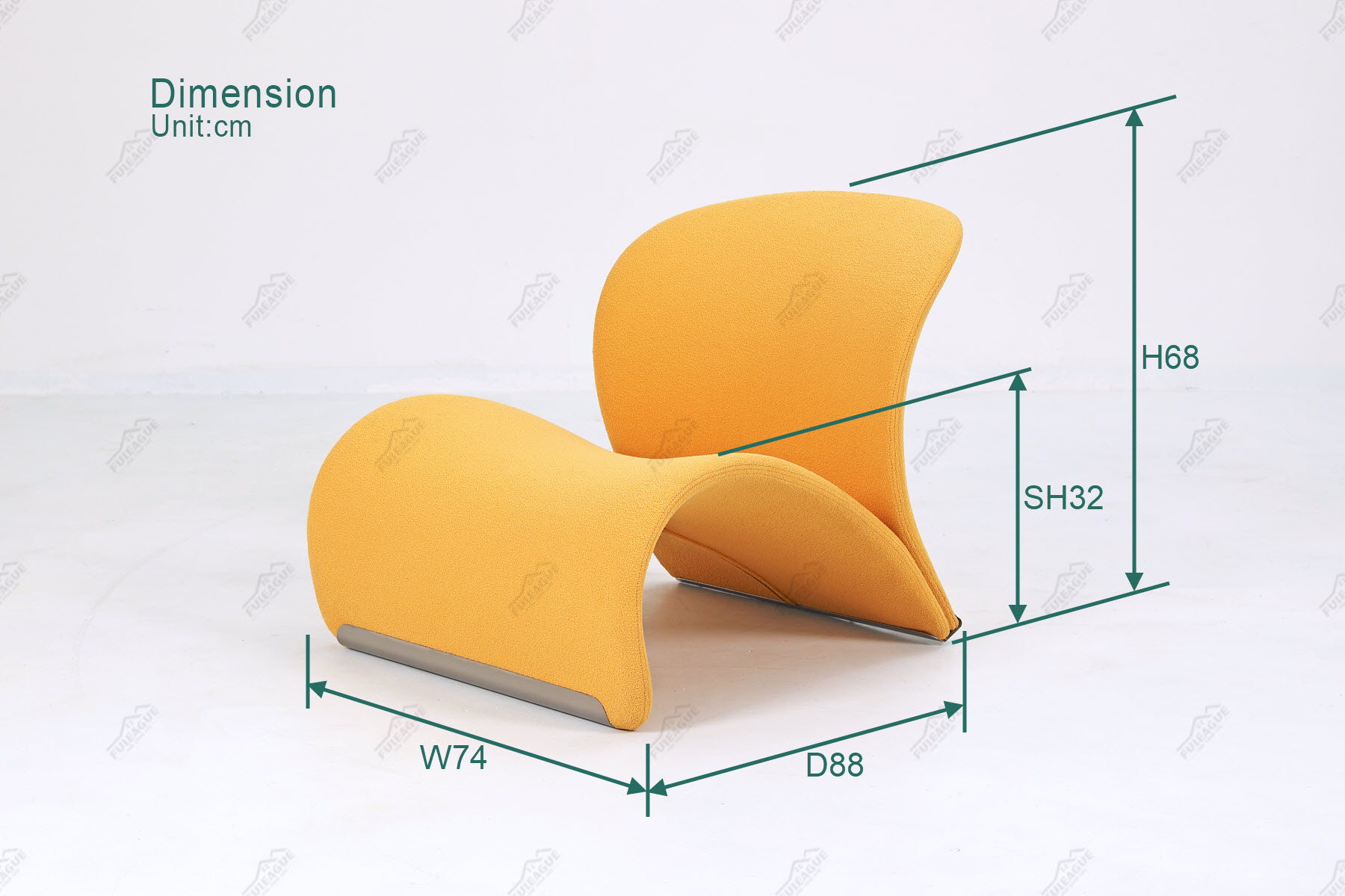 Fuleague armless easy chair dimension FA377-F
