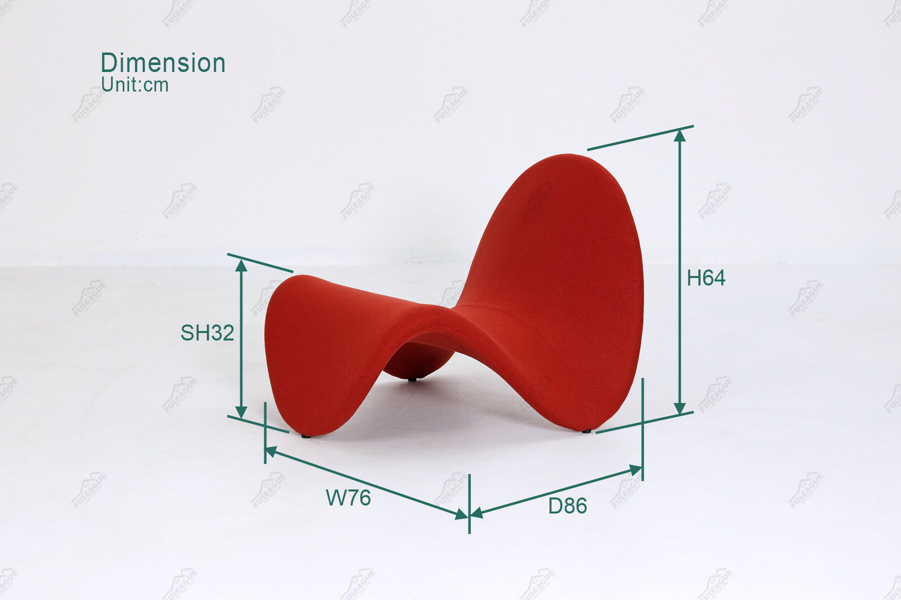 Fuleague tongue shape chair dimension FA376-F