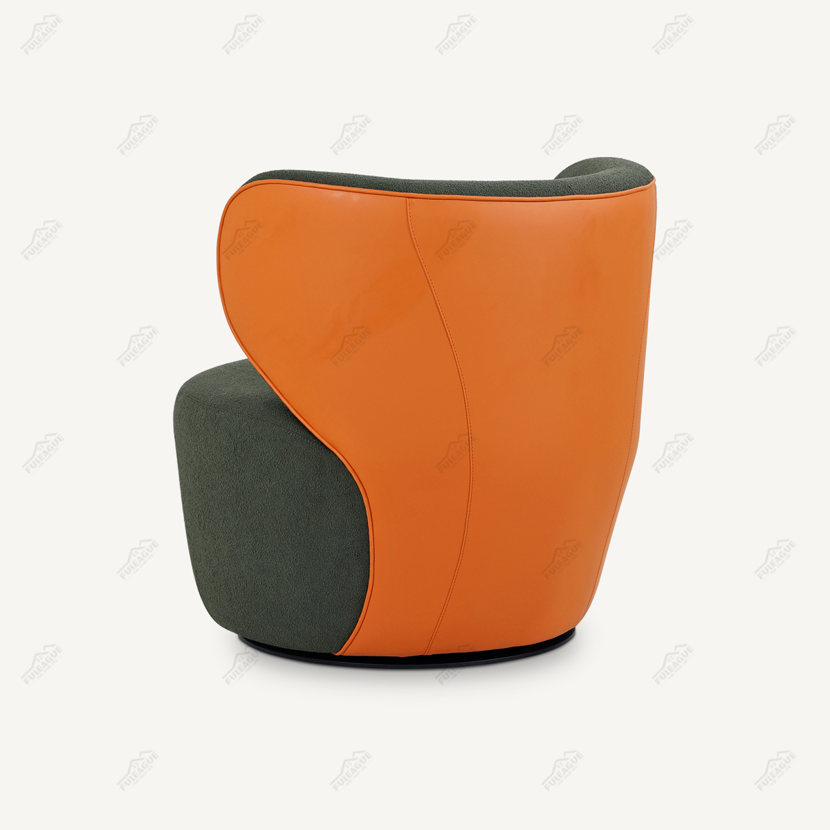 Bao Armchair Replica in Fabric and Genuine Top Grain Leather Upholstery FA202