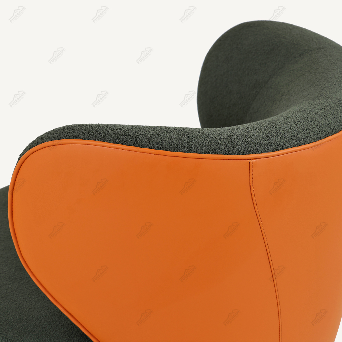 Bao Armchair Replica in Fabric and Genuine Top Grain Leather Upholstery FA202