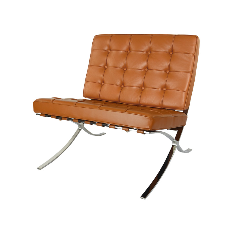 barcelona chair replica in cognac full aniline grain leather
