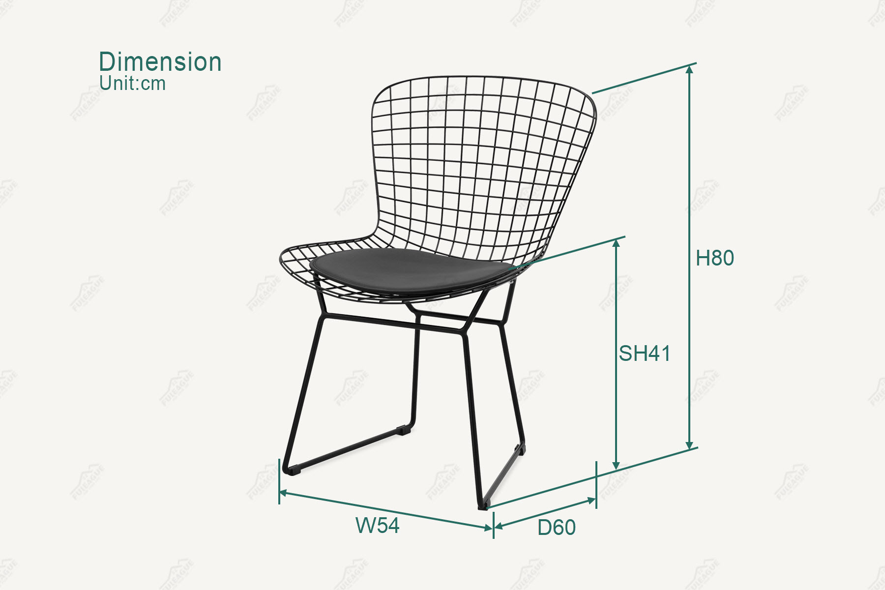 Fuleague bertoia side chair dimension FXW003