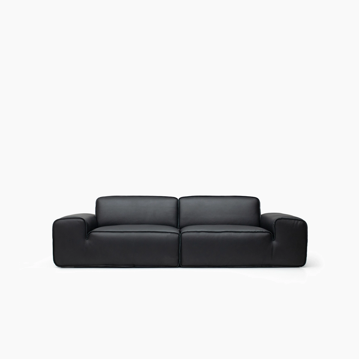 Black Leather Modular Couch In Genuine Leather FA425-2S-L