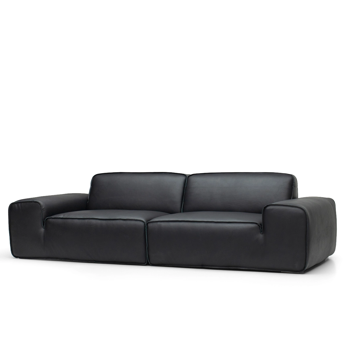 Black Leather Modular Couch In Genuine Leather FA425-2S-L