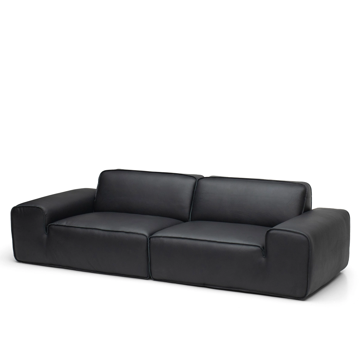 Black Leather Modular Couch In Genuine Leather FA425-2S-L