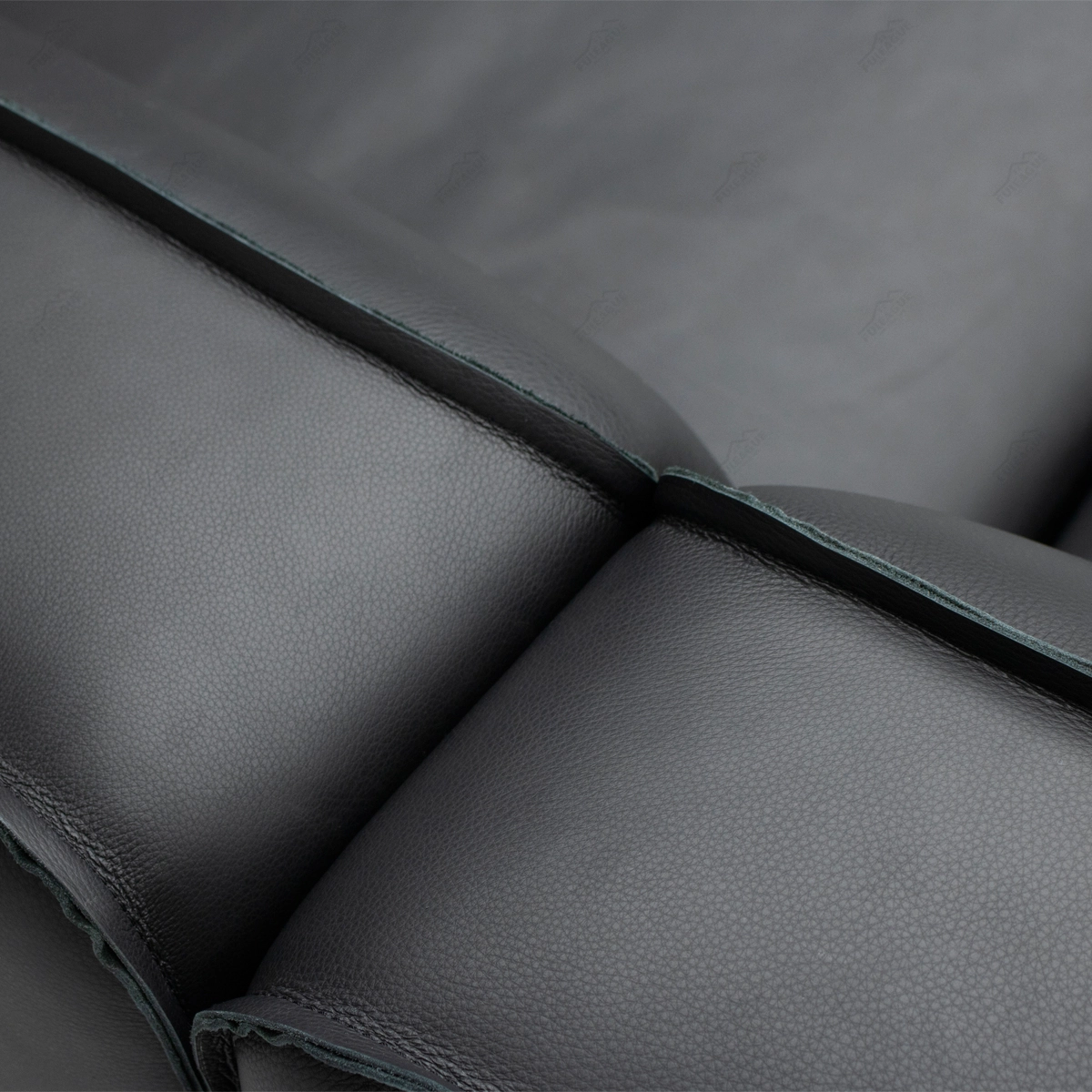 Black Leather Modular Couch In Genuine Leather FA425-2S-L