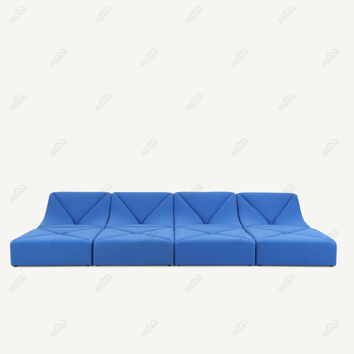 Blue Sectional Sofa 8 Pieces Sectional Sofa In Fabric FA399-8PCS-B