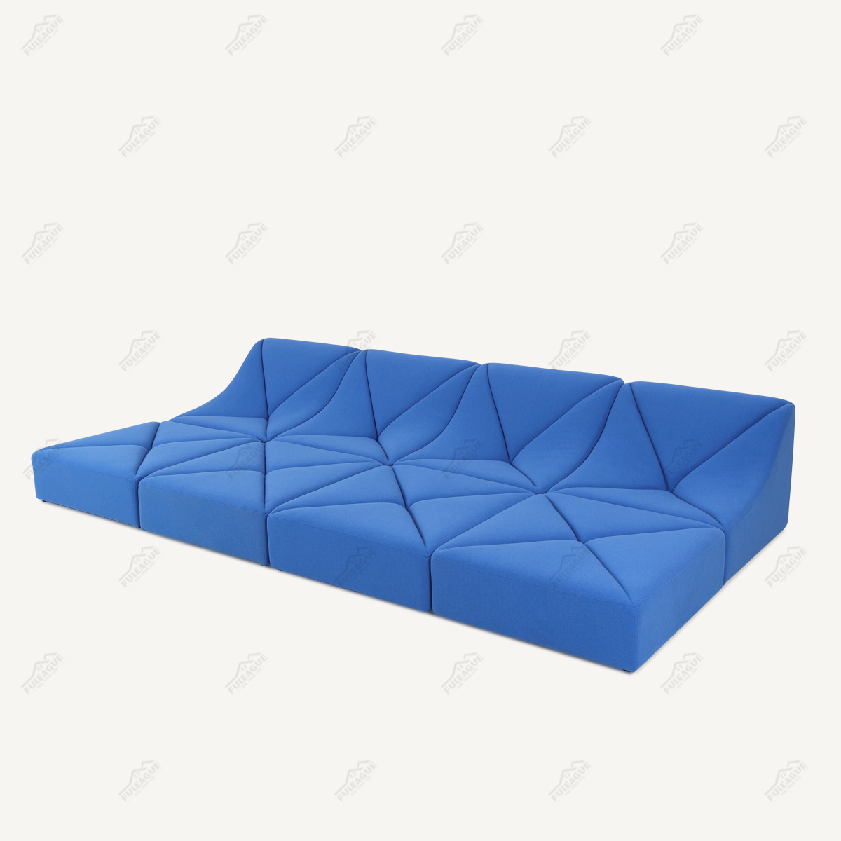 Blue Sectional Sofa 8 Pieces Sectional Sofa In Fabric FA399-8PCS-B