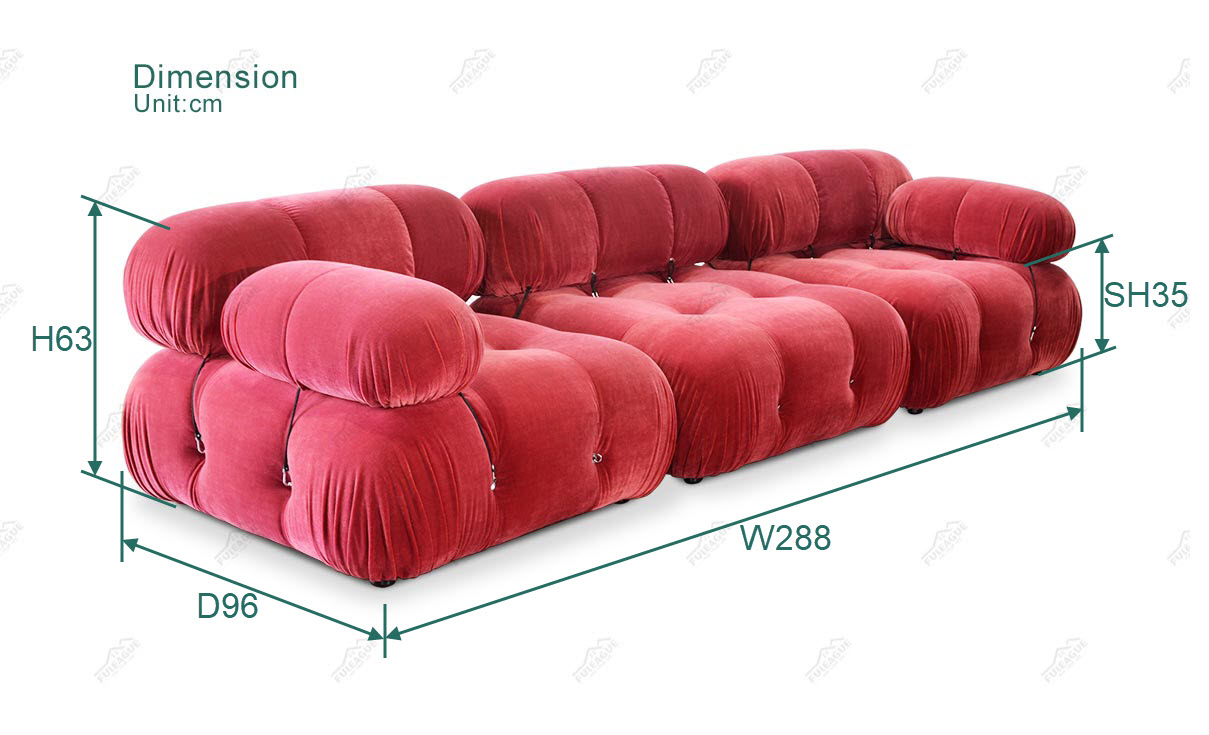 Mario bellini camaleonda sofa 3 seater dimension