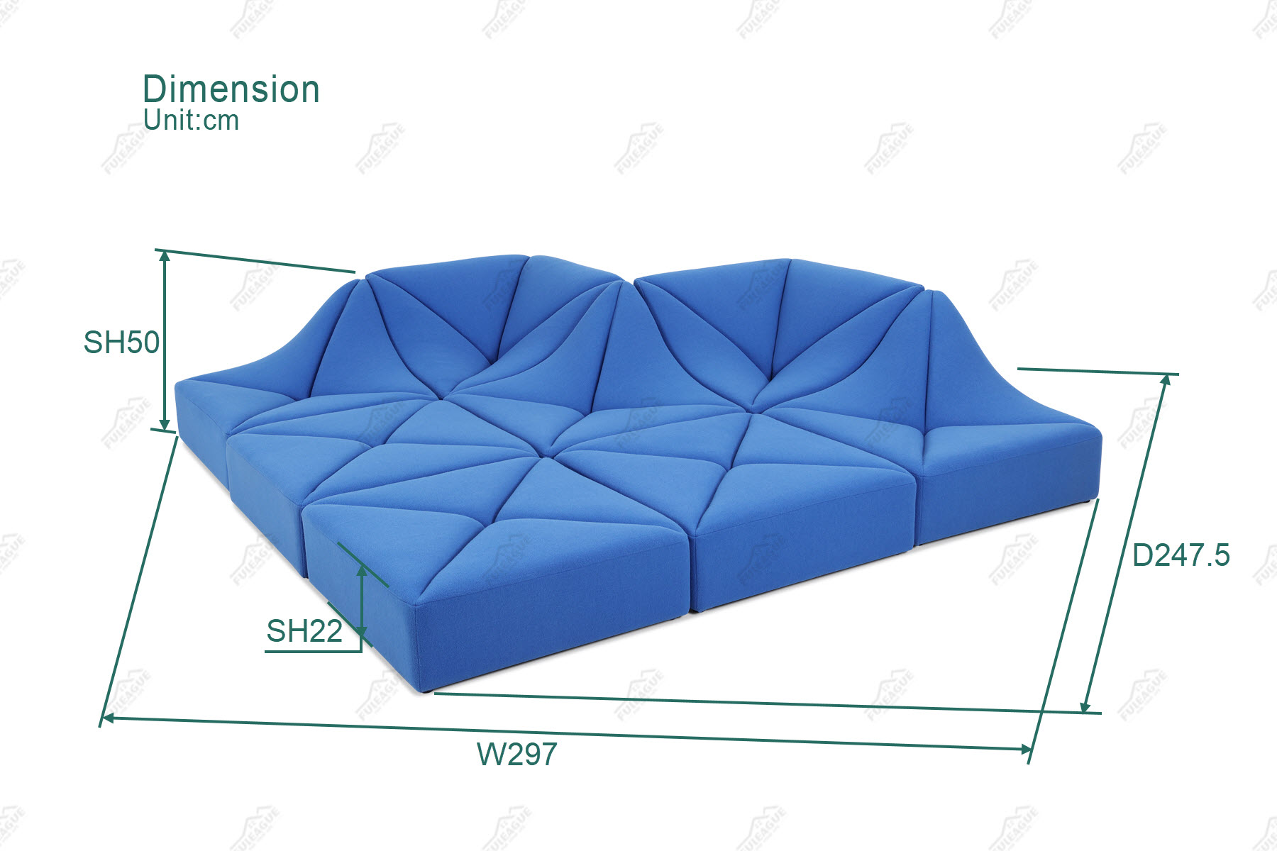 Fuleague comfortable modular sofa dimension FA399-8PCS-A