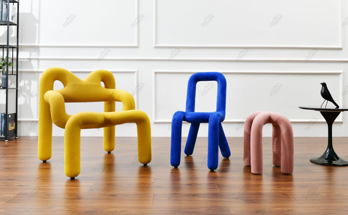 Fuleague contemporary upholstered stitch stool in fabric fa383-f