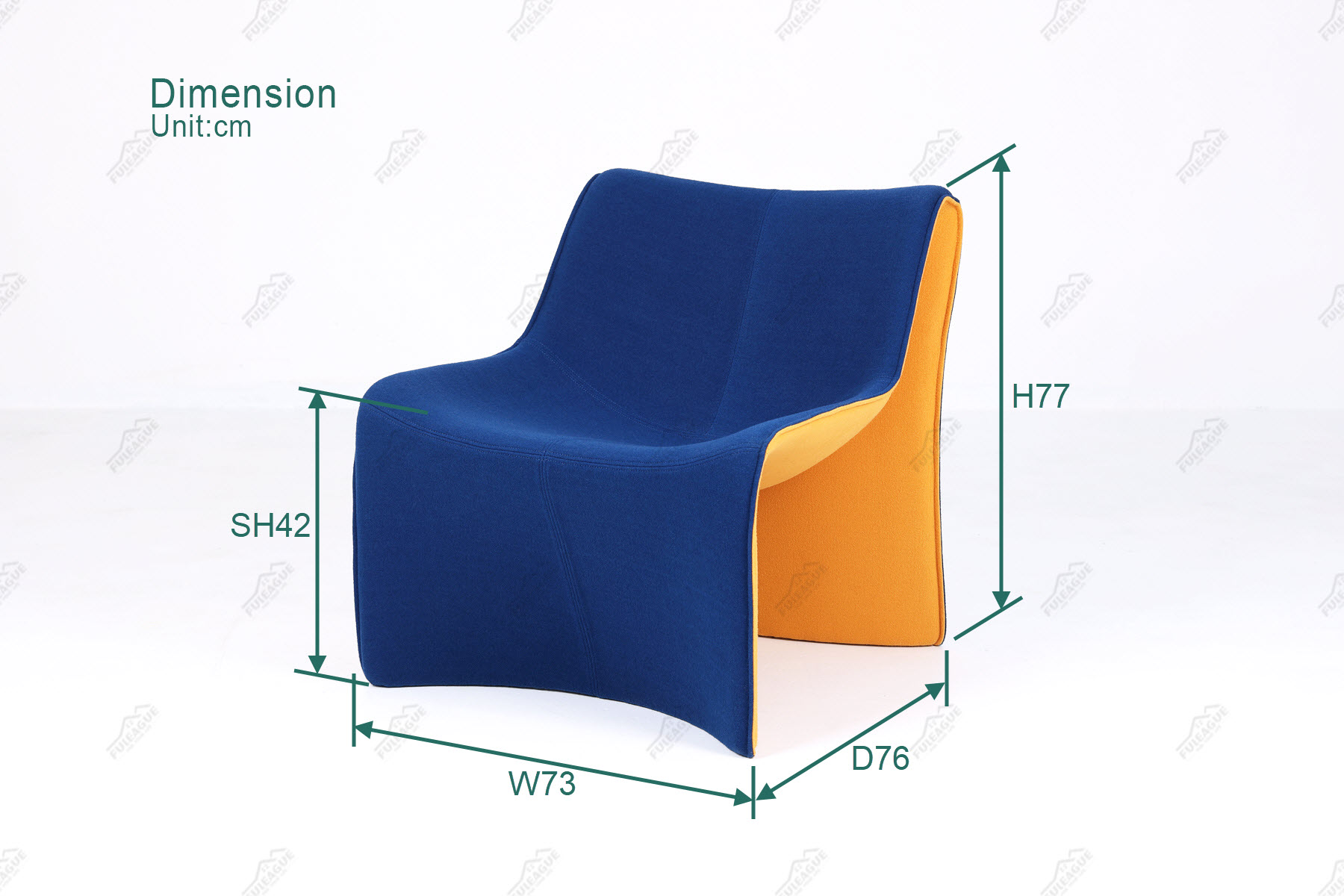 Dimension of Contemporary 181 Cloth Lounge Chair