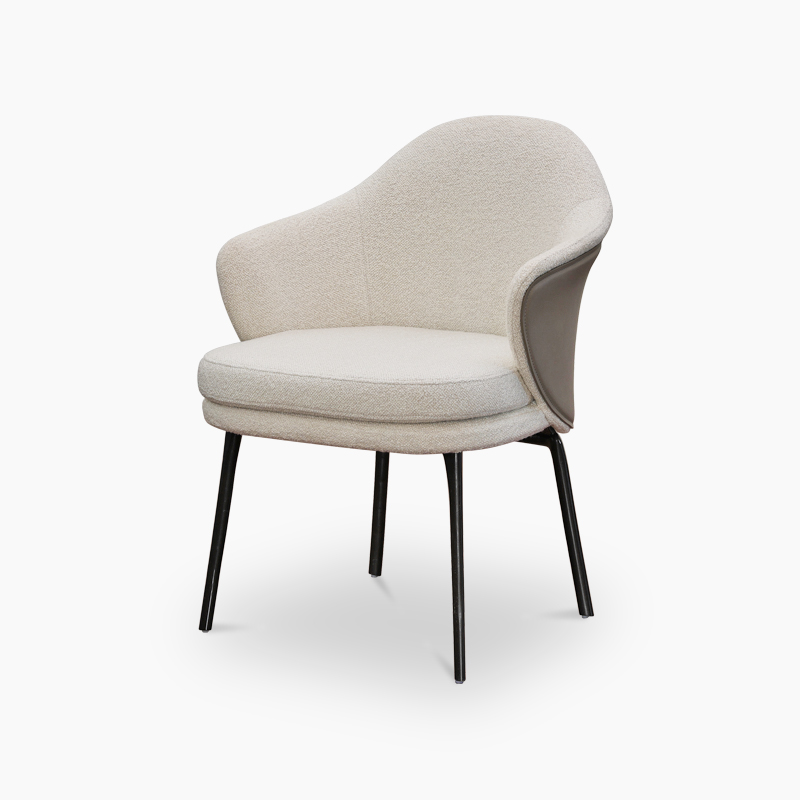 Dining Chair With Armrests in Fabric And Saddle Leather FA369-F