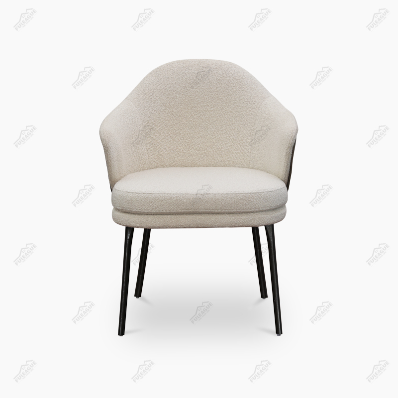 Dining Chair With Armrests in Fabric And Saddle Leather FA369-F