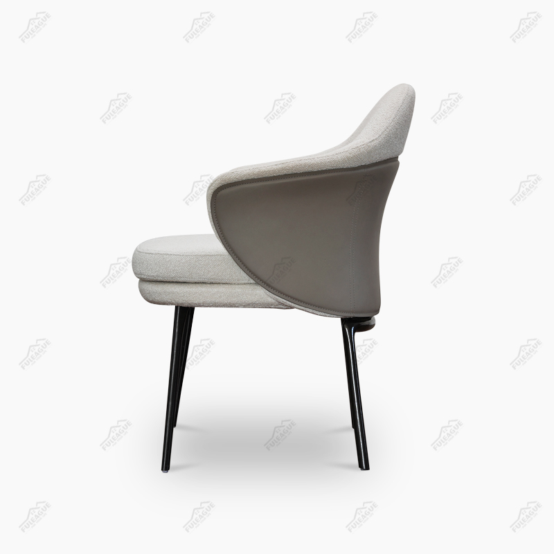 Dining Chair With Armrests in Fabric And Saddle Leather FA369-F