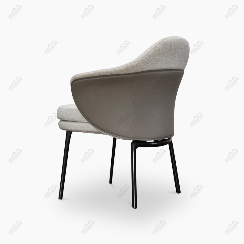 Dining Chair With Armrests in Fabric And Saddle Leather FA369-F