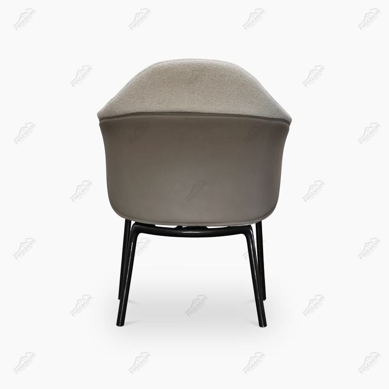 Dining Chair With Armrests in Fabric And Saddle Leather FA369-F