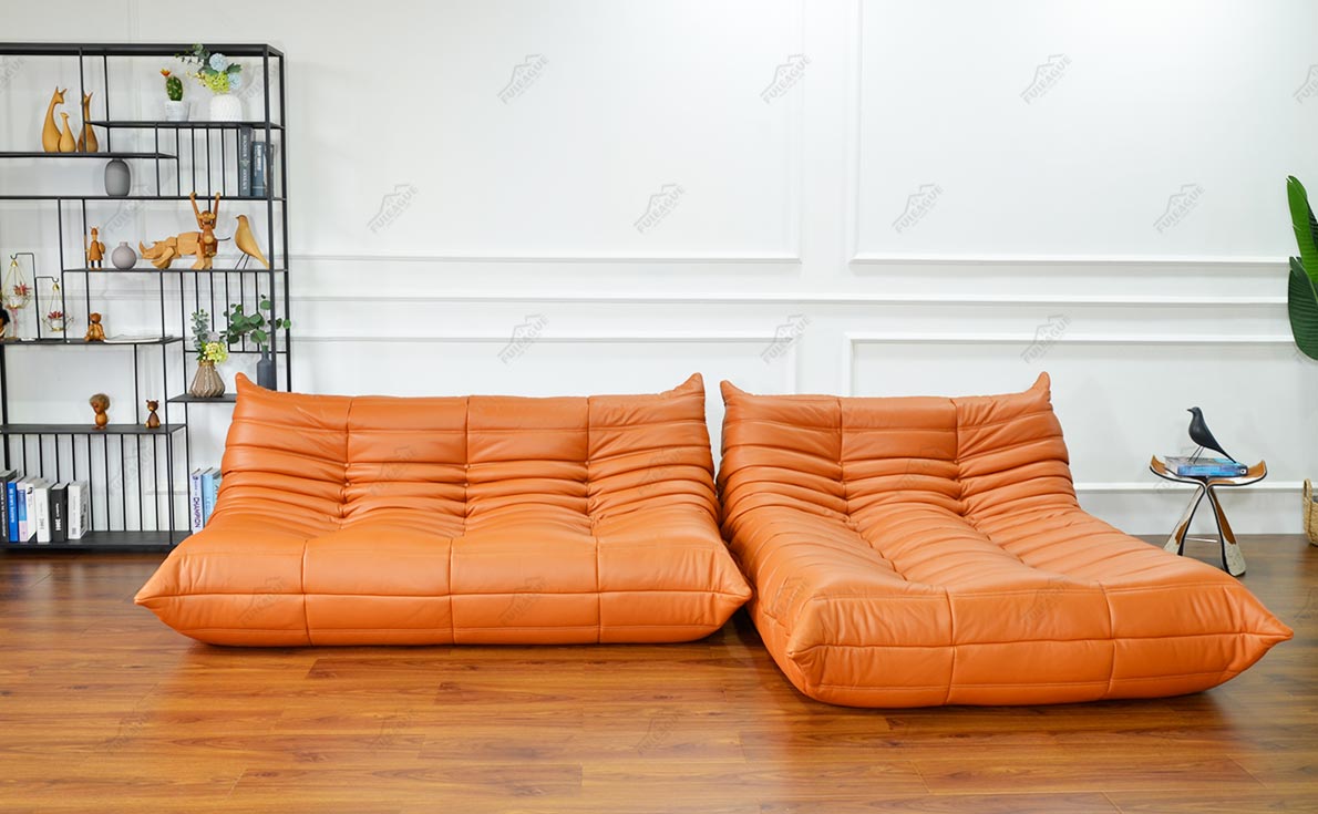 togo leather couch with chaise lounge