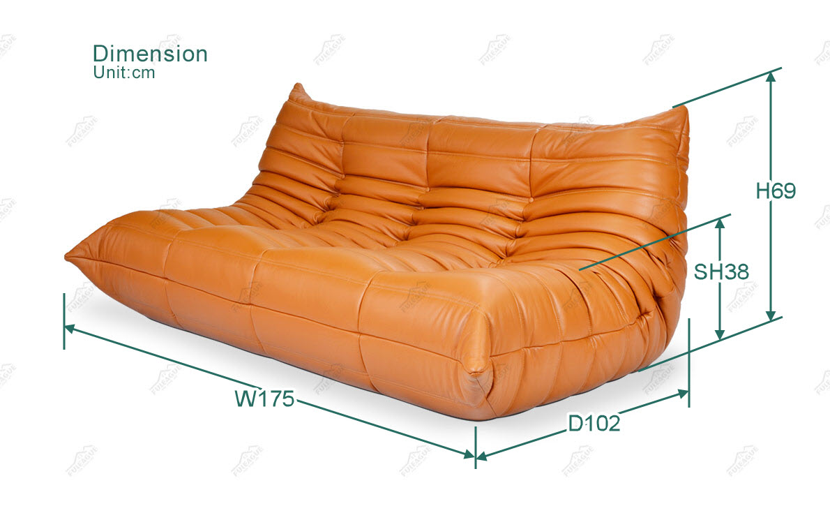 Fuleague Ducaroy leather sofa dimension