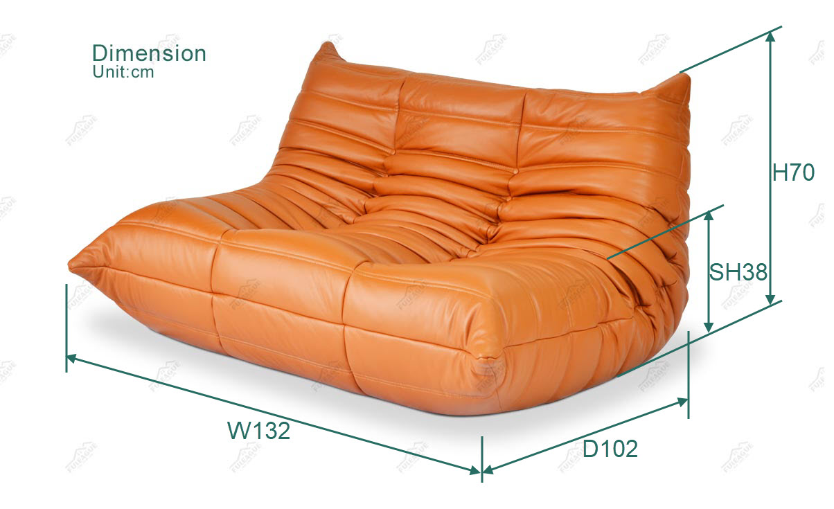 Fuleague Ducaroy leather loveseat dimension fa233-2s-anl