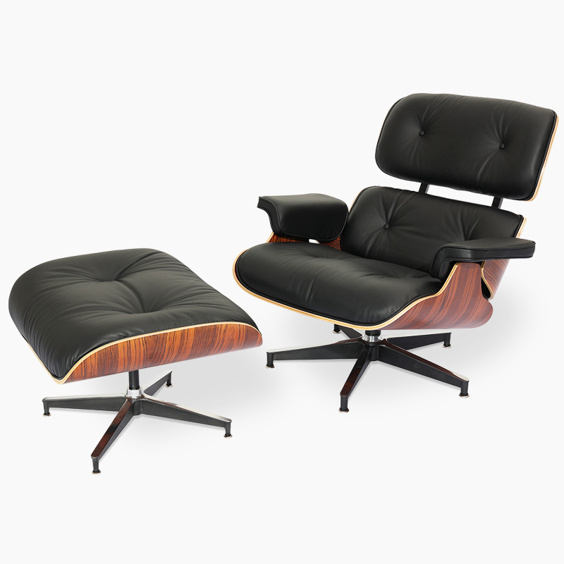 EAMS Lounge Chair and Ottoman in Top Grain Leather FA331-ITL