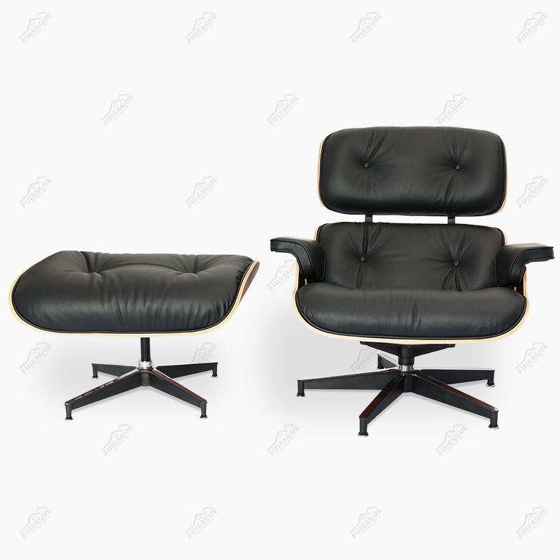 EAMS Lounge Chair and Ottoman in Top Grain Leather FA331-ITL