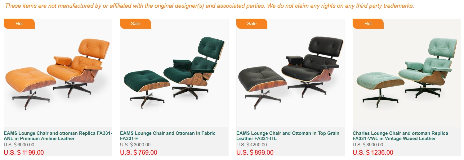 eames lounge chair replica options