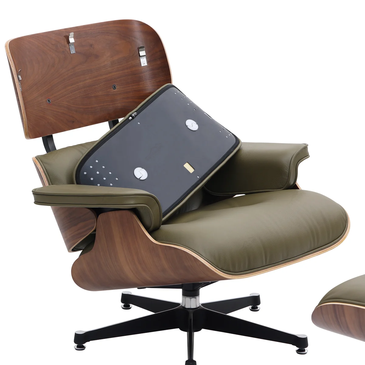 EAMS Lounge Chair and Ottoman in Top Grain Leather FA331-ITL