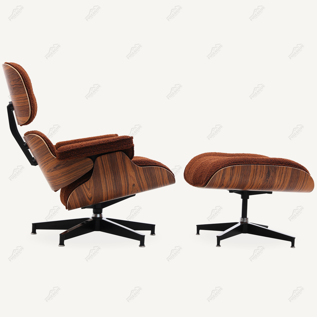 EAMS Lounge Chair and Ottoman in Fabric FA331-F