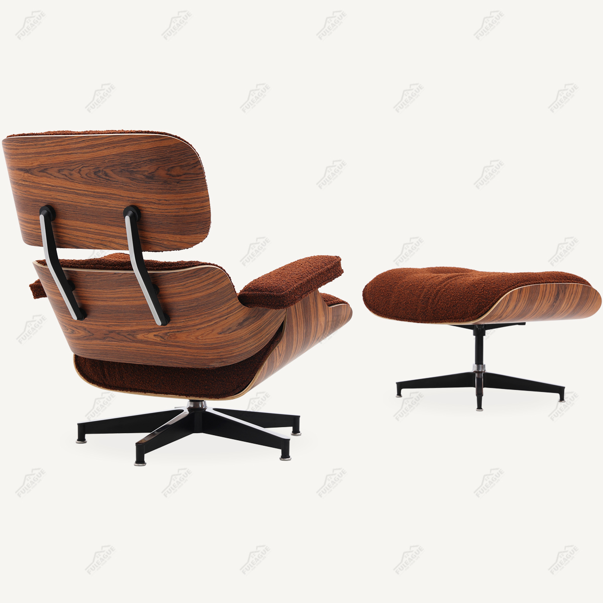 EAMS Lounge Chair and Ottoman in Fabric FA331-F