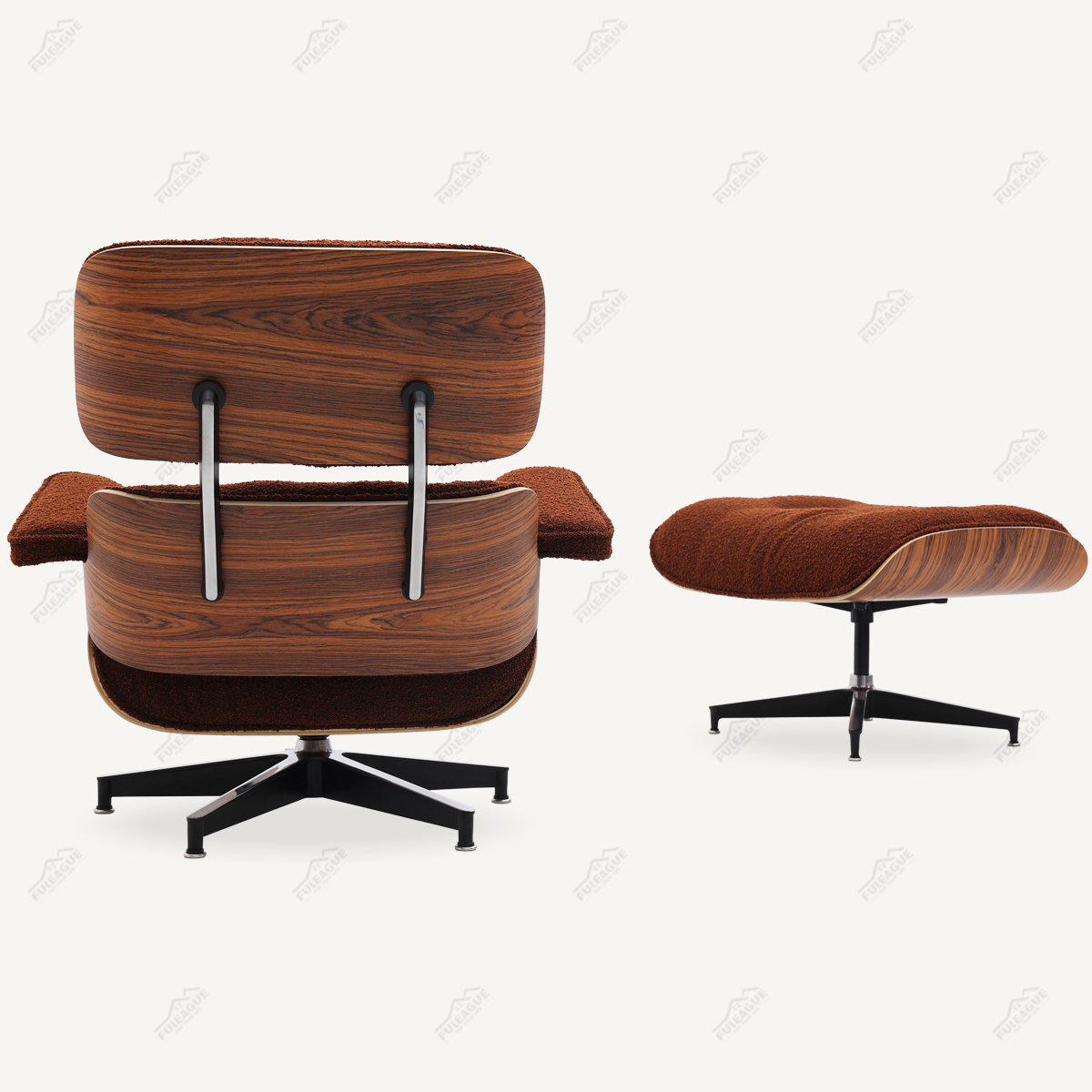 EAMS Lounge Chair and Ottoman in Fabric FA331-F