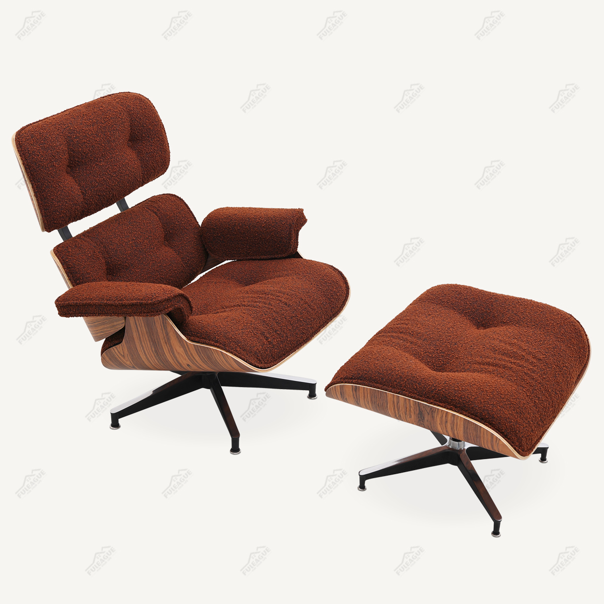 EAMS Lounge Chair and Ottoman in Fabric FA331-F