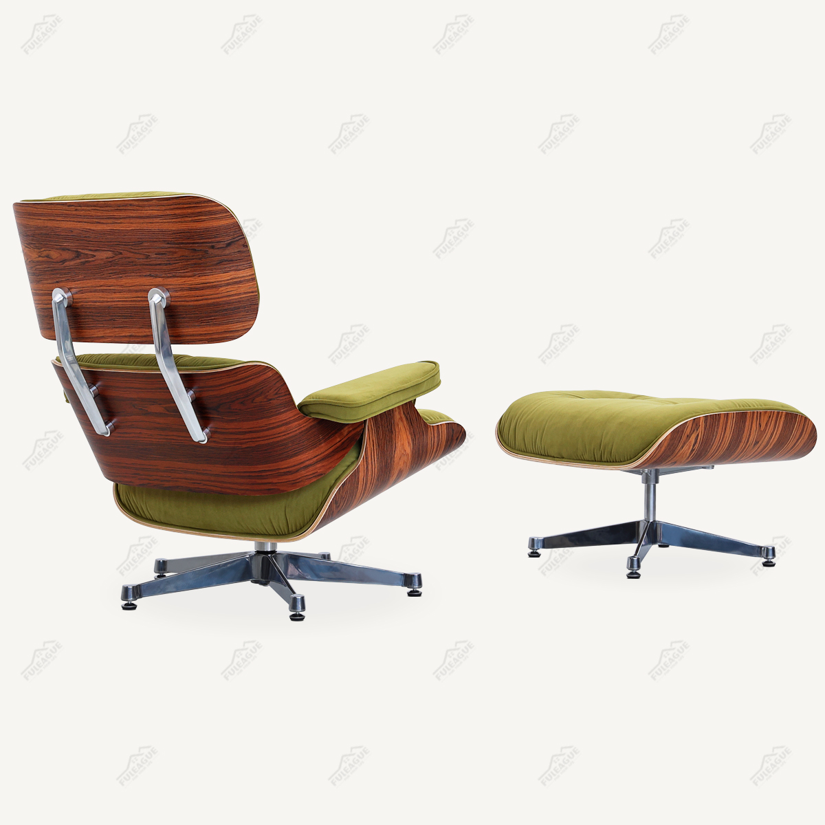 EAMS Lounge Chair and Ottoman in Fabric FA331-F