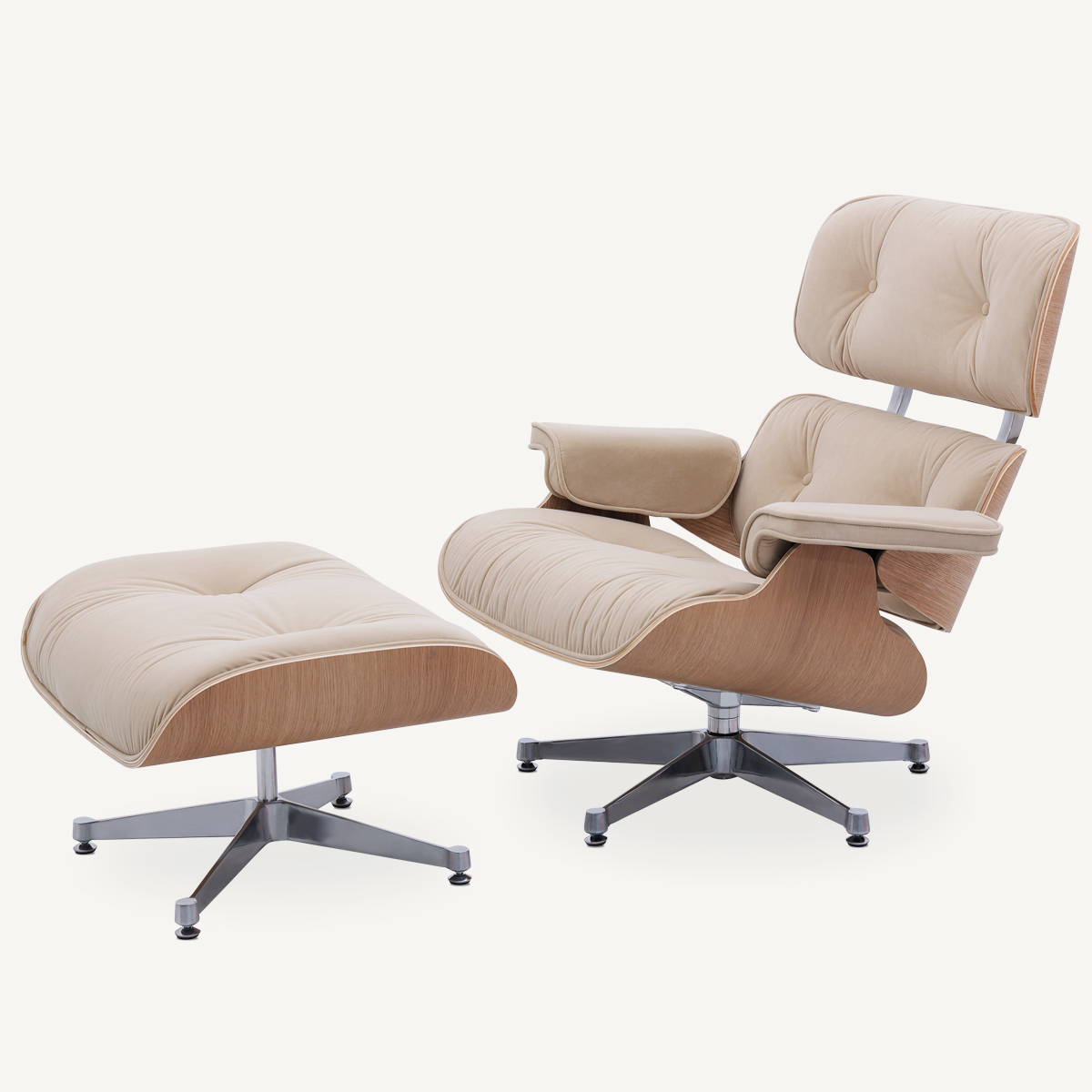 EAMS Lounge Chair and Ottoman in Fabric FA331-F