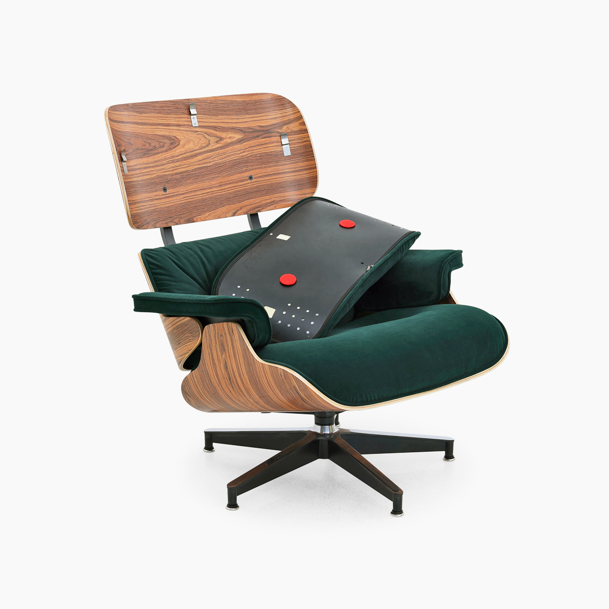 EAMS Lounge Chair and Ottoman in Fabric FA331-F