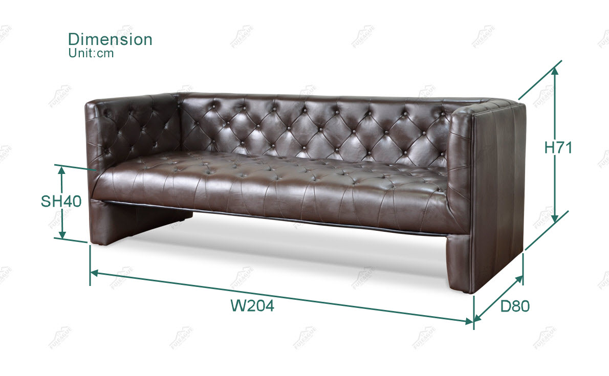 Fuleague leather 3 seater high quality and comfortable for home, restaurant and hotel