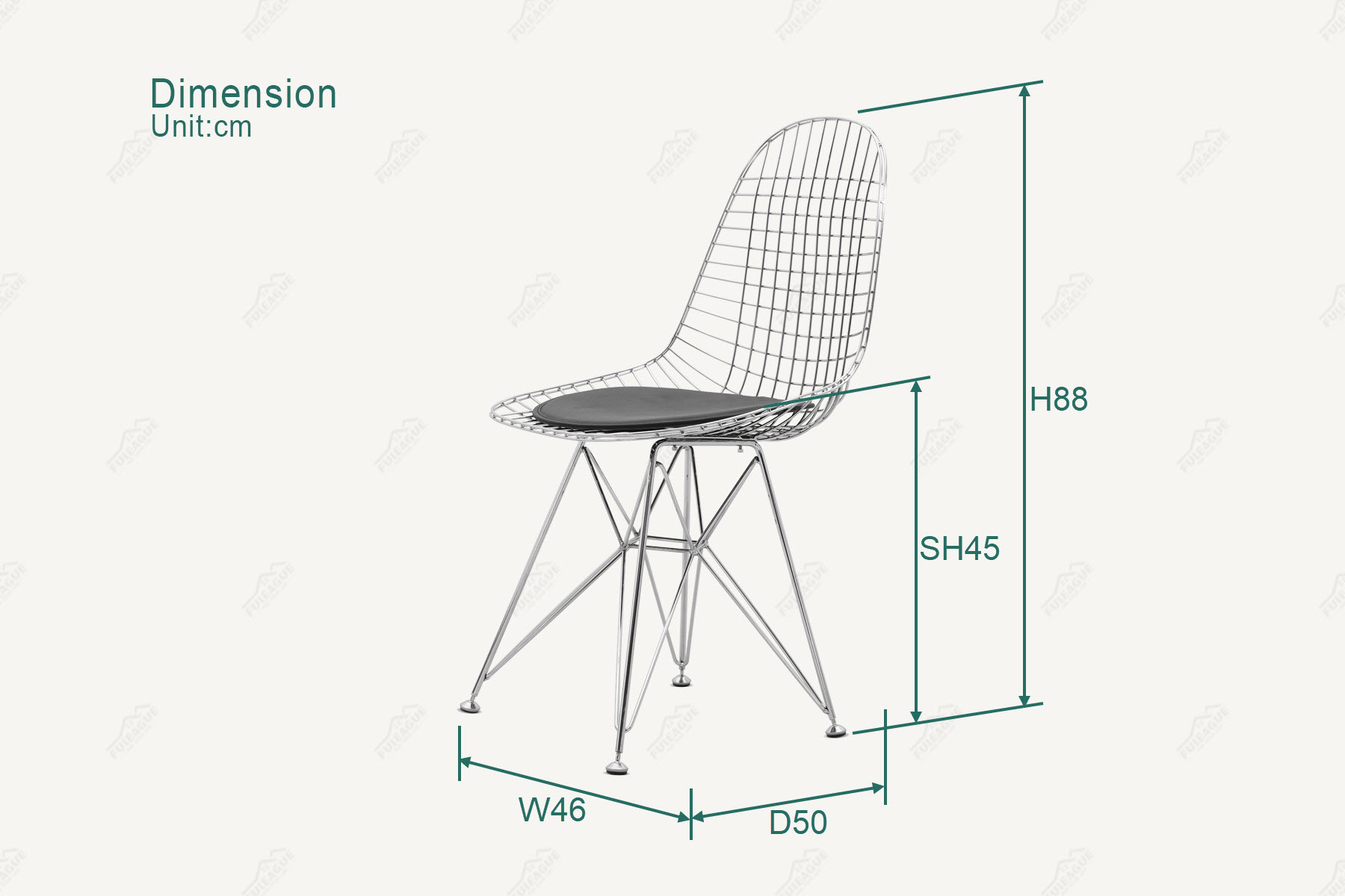 Fuleague eames eiffel wire chair dimension