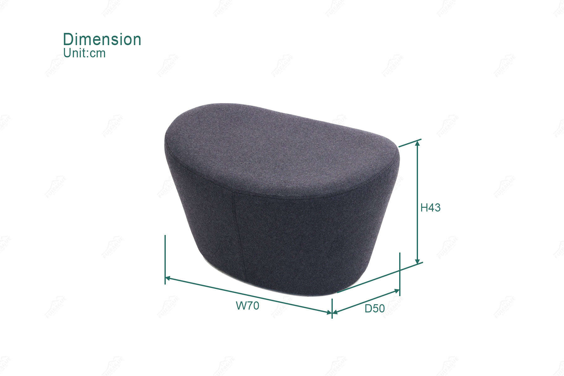 Fuleague gray footstool dimension FA231-O-F